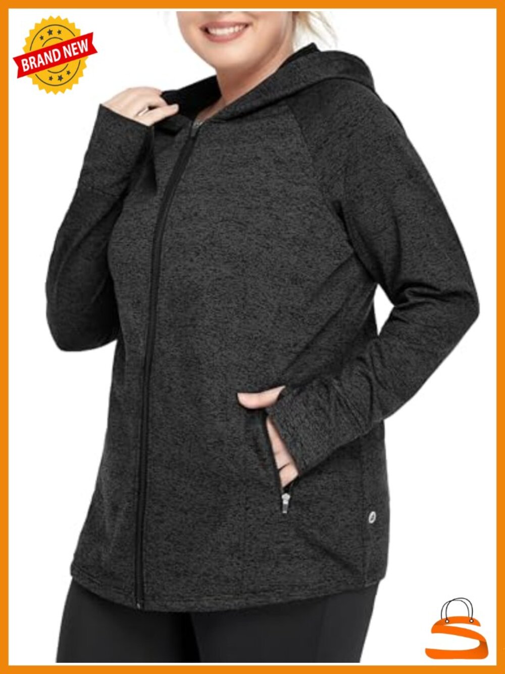 Plus Size Fleece Jacket Full Zip Hoodie Lightweight Workout Running Yoga Gym